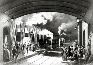 Koning Louis-Philippe van Frankrijk vertrekt vanaf station New Cross, Deptford, 1844